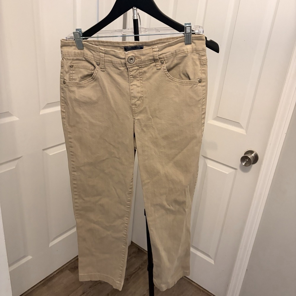 Bandolino Mandie Comfort Stretch Crop Jeans Khaki‎ 10 Minimalist Normcore Travel